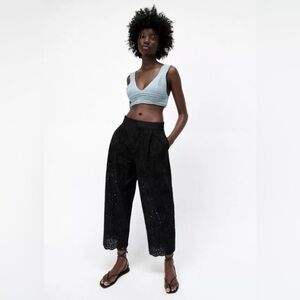 Zara cropped eyelet pants